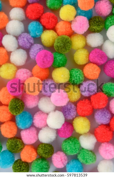 Colorful Pom Pom Background Stock Photo (Edit Now) 597813539