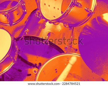 Colorful pop art drum set orange purple