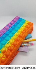 Colorful Pop It Pencil Holder, Square Shape.