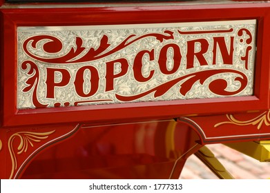 Colorful Popcorn Vendor's Cart