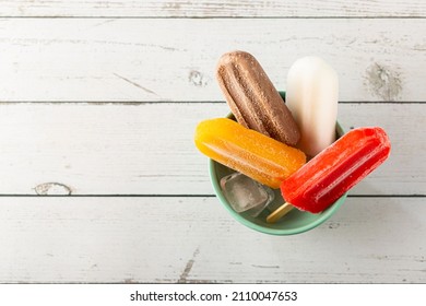 Colorful Popsicles Of Different Flavors.