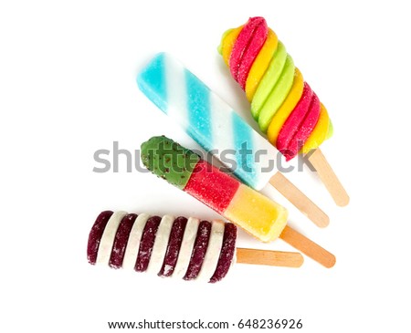 colorful popsicles isolated on white background