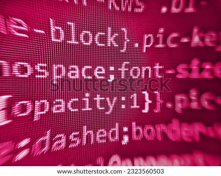 Colorful programming php and html code on a monitor. Abstract computer script code. Freeware open source project. Coding application by programmer developer