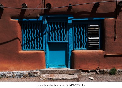 A Colorful Pueblo Style House Front