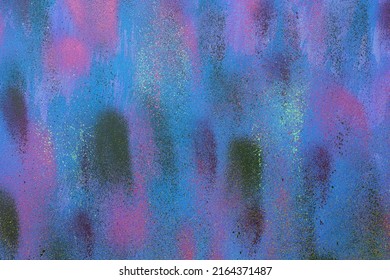 Colorful Purple, Pink, Blue, Black Urban Wall Texture. Modern Pattern For Wallpaper Design. Creative Modern Advertising Mockups Urban City Background. Minimal Spray Painted Style Poster Backdrop