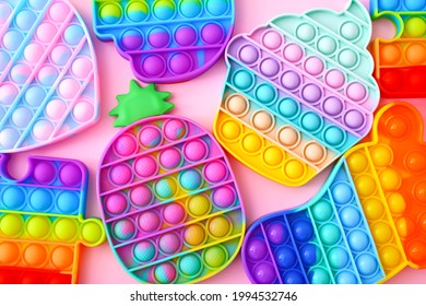 Colorful Push Pop It Bubble Sensory Fidget Toys of different shapes, Sensory Silicone Toys for Autism, Fidget Popper, Anti Anxiety and Stress Relief Game - Shutterstock ID 1994532746