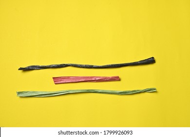  Colorful Raffia Paper Ribbon Isolated On Yellow Background