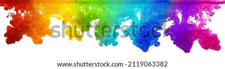 colorful rainbow ink paint water explosion panorama isolated on white background 