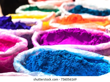 Colorful Rangoli Powder Sold On Kathmandu Street Market. 