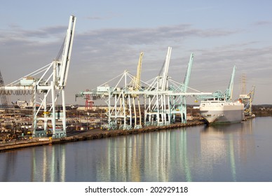 Colorful Reflections Of Jacksonville City Port (Florida).