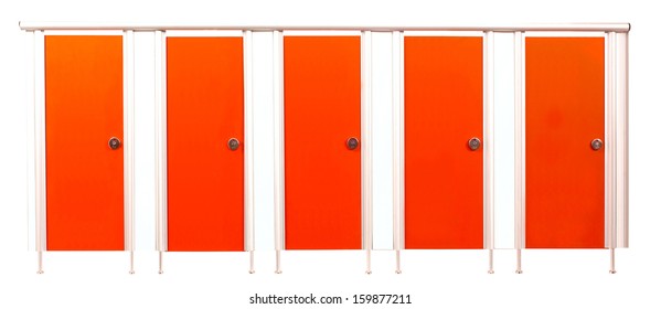 Colorful Restroom Stall Doors Isolated On White Background