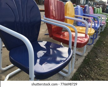 Colorful Retro Chairs In Austin , Texas Keep Austin Weird