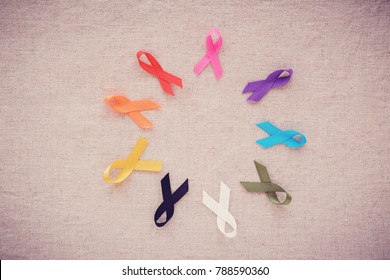 colorful ribbons, cancer awareness, World cancer day , national cancer survivor day, World Autism Awareness Day background