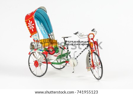 Colorful rickshaw toy model trishaw transport tricycle 
