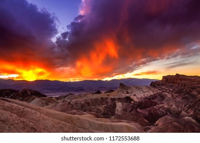 The Colorful Ridges Of Zabriskie Point At Sunset Death Valley National Park, California, USA - Shutterstock ID 1172553688