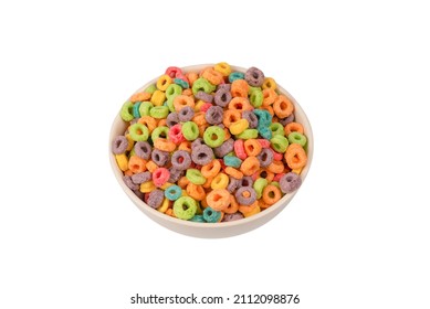 Colorful Rings Cereal Spill Out Into Stock Photo 2112098876 