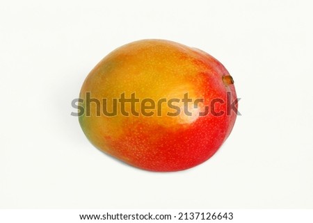 colorful ripe fresh kent mango isolated on white background
