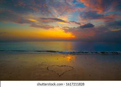 Colorful romantic sea sunset. Sunset seascape.