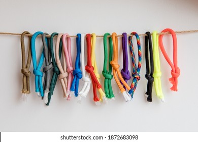 Colorful Rope. Paracord, Isolated On White Background. The Color Scheme Of The Paracord.