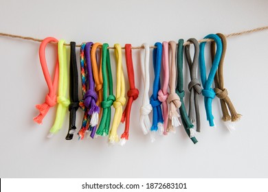 Colorful Rope. Paracord, Isolated On White Background. The Color Scheme Of The Paracord.