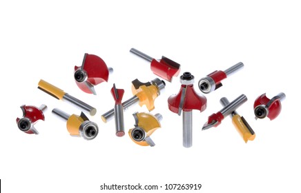 Colorful Router Bits Isolated On White