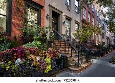 A Colorful Row Of Brownstone Buildings