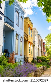 Colorful Row Houses In Neighborhood