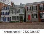 Colorful row houses in Old Town Alexandria Virginia