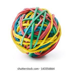 Colorful rubber band ball isolated on white