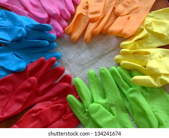 Colorful Of Rubber Gloves