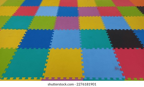 Colorful rubber mats as a mattress
