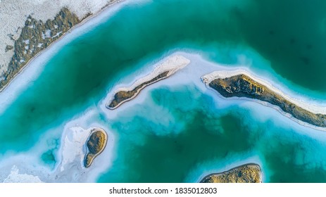 Colorful Salt Lake Landscape In Qaidam Basin, China