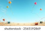 Colorful Sankranthi Festival Celebration with Kites and Traditional Vibes – High-Quality Stock Image for Social Media, Digital Marketing, Blogs, and Cultural Projects