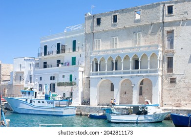 colorful seafront renaissance facades in monopoli Porto Vecchio bay