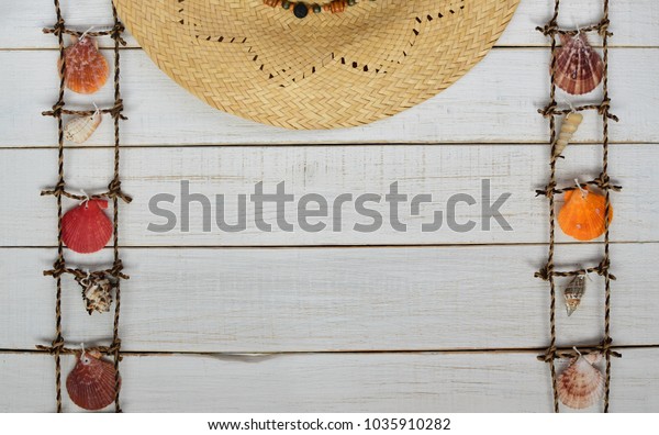 Colorful Seashells On Decorative Fishing Net Stock Photo Edit Now