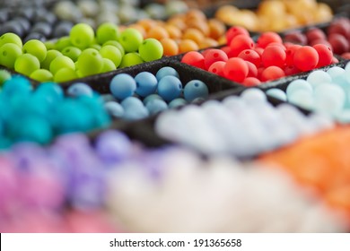 Colorful Selection Of Pearls In An Arts & Crafts Store