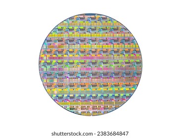colorful Semiconductor wafer disk made of silicon isolated on white background