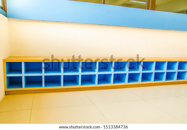 Colorful Shoe Rack Kindergarten Children Lockers Stock Photo Edit Now 1513384736