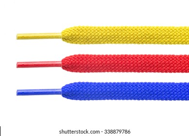 Colorful shoelace isolated on white background