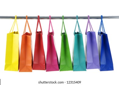 Colorful Shopping Bags On White Background