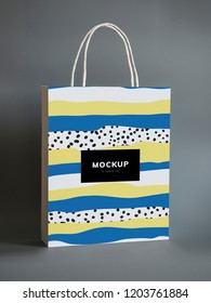 Colorful shopping paper bag mockup