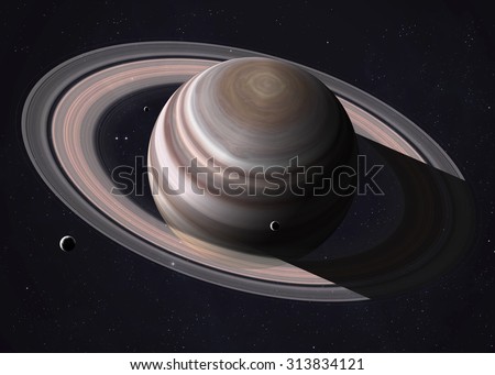 Colorful shot that shows part of Saturn and its rings illuminated sunbeams. Elements of this image furnished by NASA.