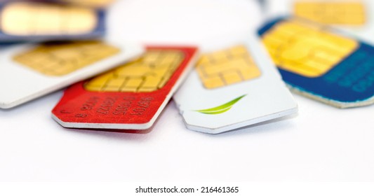 Colorful Sim Card On A White Background