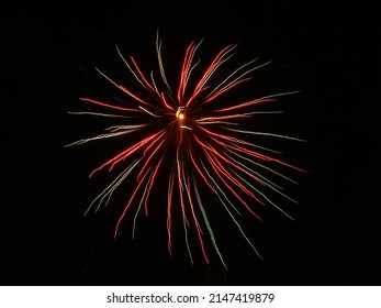 Colorful Single Firework At Night