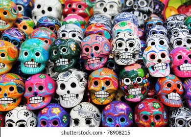 Colorful skull from mexican tradition. Dia de los Muertos