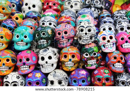 Colorful skull from mexican tradition. Dia de los Muertos