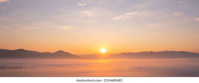 colorful of sky and beautiful mountain landscape. Morning sunrise time mountain scenery - Shutterstock ID 2314600481