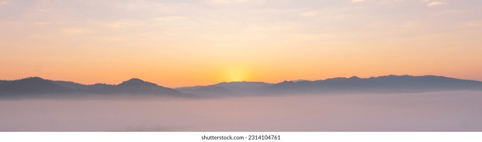 colorful of sky and beautiful mountain landscape.Morning sunrise time mountain scenery - Shutterstock ID 2314104761