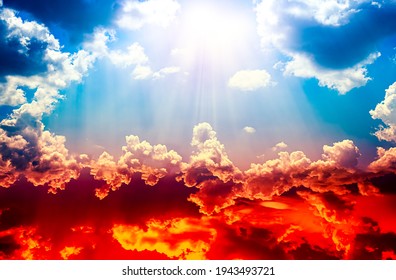 colorful sky with sun in clouds of altitude . religious background - Shutterstock ID 1943493721