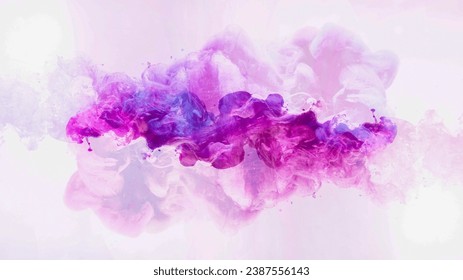 Colorful smoke background. Fantasy cloud. Neon pink blue purple ink hypnotic mix magic paint blend magic haze explosion effect isolated on white.